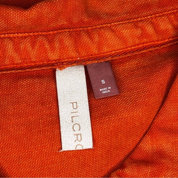 Pilcro | Orange Pleated Bib Button Down Blouse | Size S - Picture 7 of 9